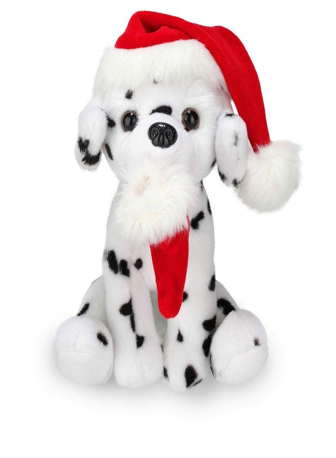 Plushland دمية كلب قطيفة من Plushland Xmas Pawpal مع قبعة سانتا، بحجم 8 بوصات، هدية مثالية للأطفال في يوم عيد الميلاد (دالميشن). - Image 1
